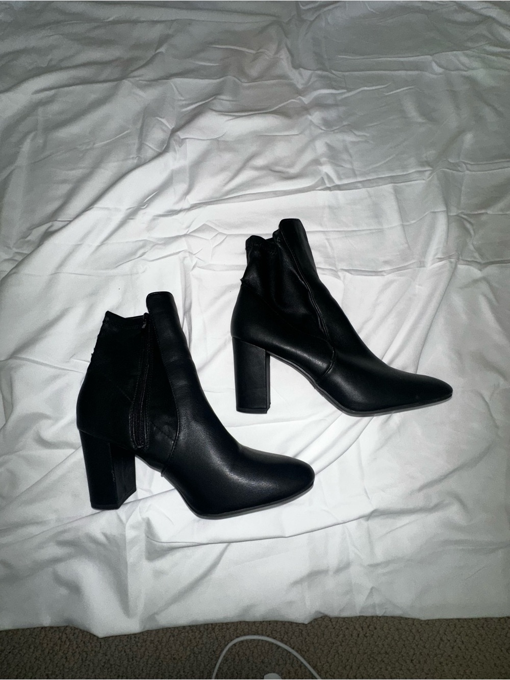 TOP Moda Black High Block Heel Ankle Boots